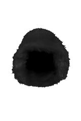 EDGE — black faux fur bucket hat, front view flat lay