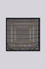 EDGE — black and white greek-key print scarf, alternate flat lay