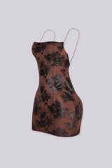 EDGEBYKS - Floral jacquard mini dress with a soft cowl neckline, side view
