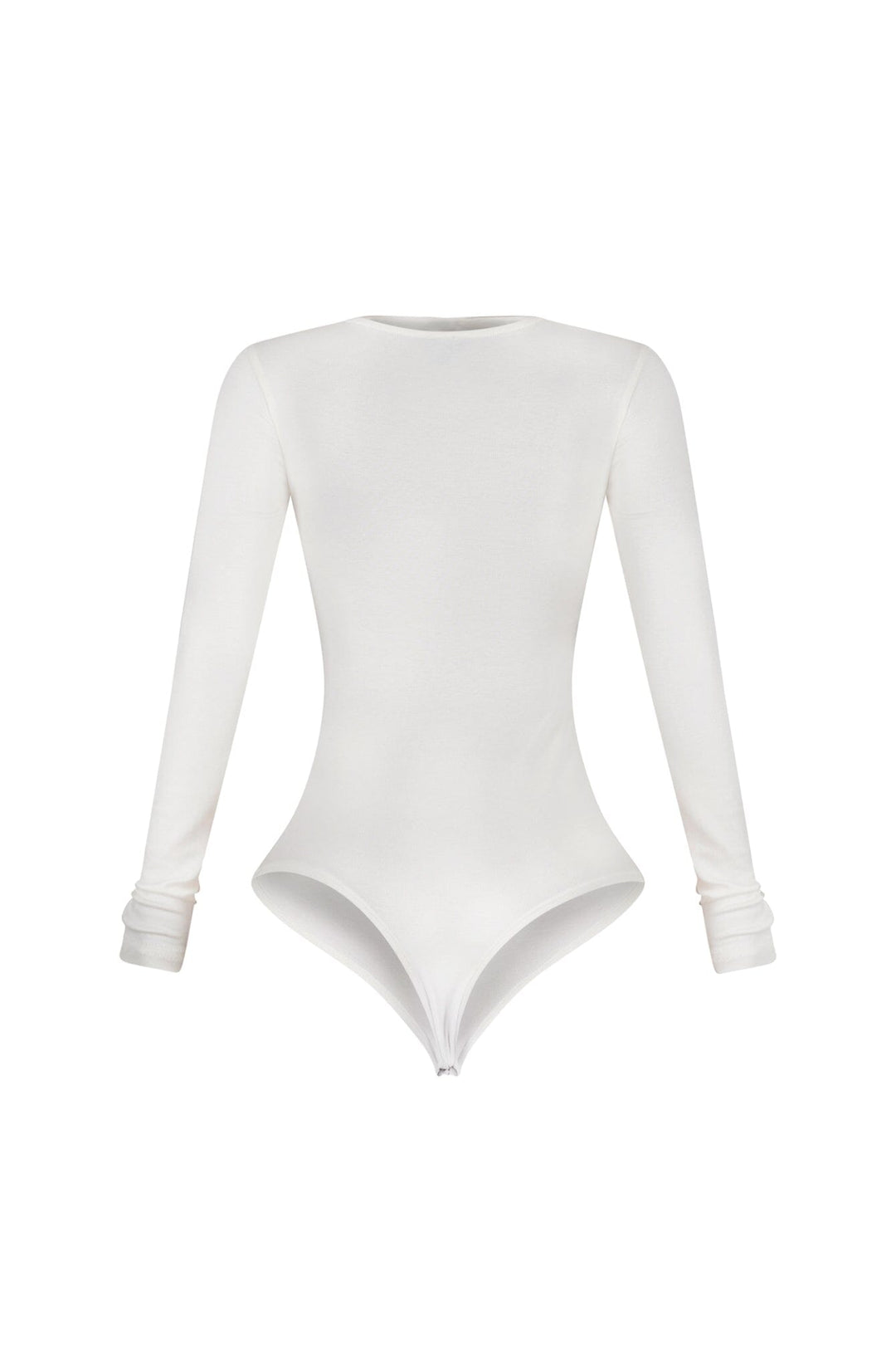 Fitted long sleeve bodysuit featuring intricate multi cutout detail at front