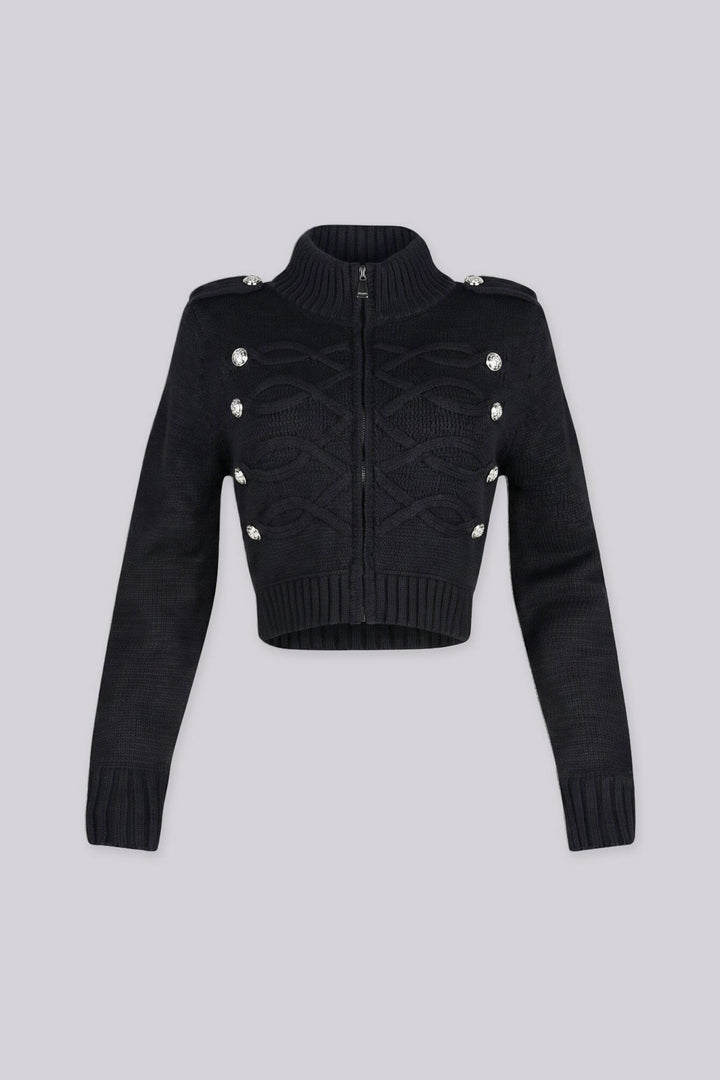 Cadet Cable Knit Zip Cardigan