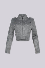 Cadet Cable Knit Zip Cardigan