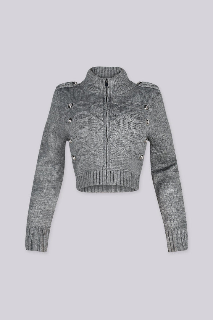 Cadet Cable Knit Zip Cardigan