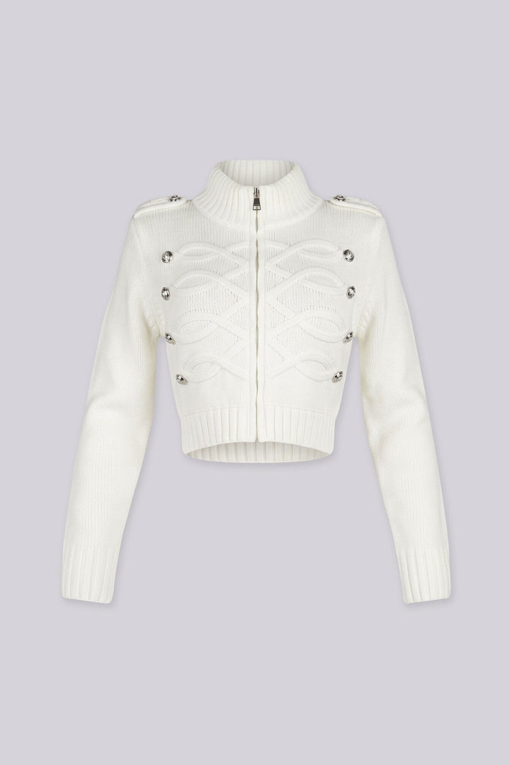Cadet Cable Knit Zip Cardigan