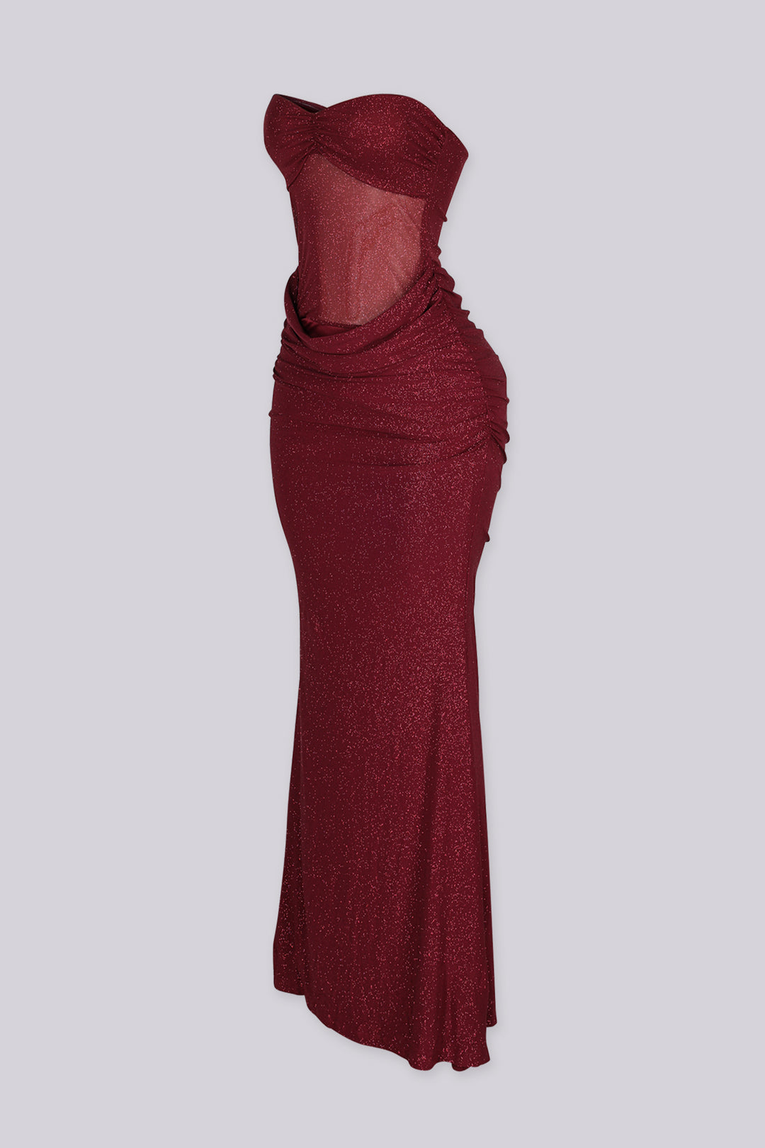 Calliope Glitter Ruched Sweetheart Maxi Dress