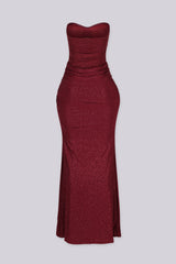 Calliope Glitter Ruched Sweetheart Maxi Dress