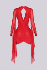 Catch Me Ruched Mesh Mini Dress
