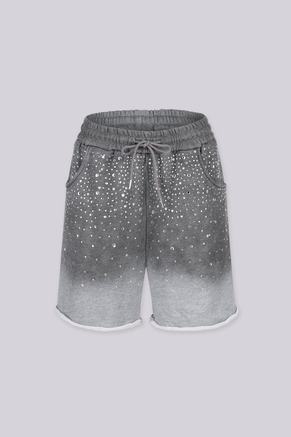 Casual Drawstring Baggy Bermuda Shorts featuring Rhinestone Embellishments