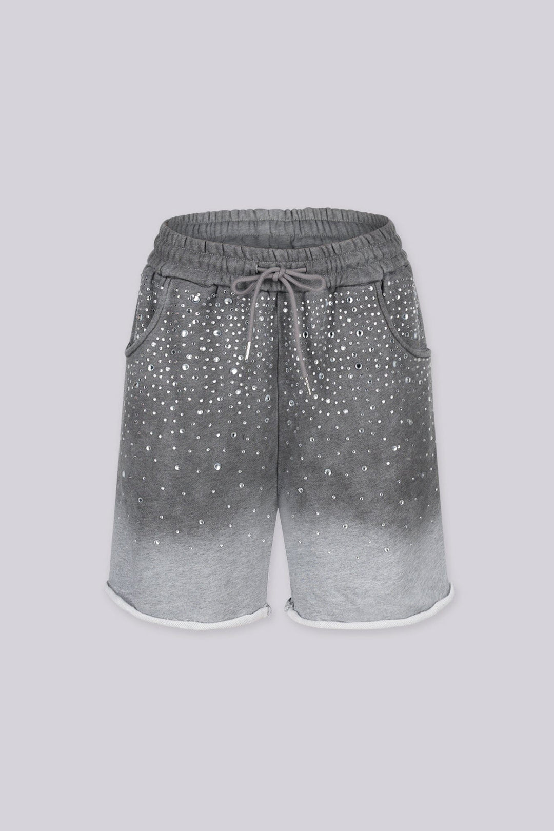 Casual Drawstring Baggy Bermuda Shorts featuring Rhinestone Embellishments