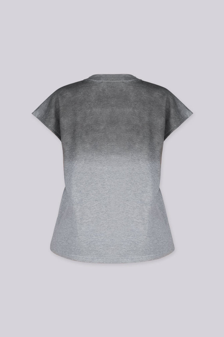 Relaxed boxy fit crew neck top featuring all over rhinestone embellishments