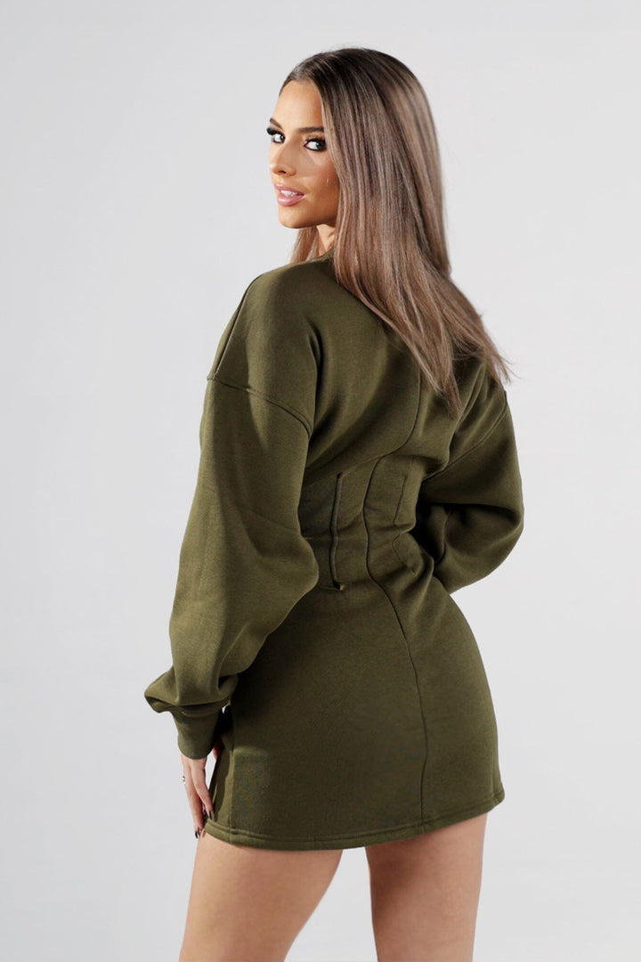 Claret Ribbed Knit Dolman Sleeve Mini Dress