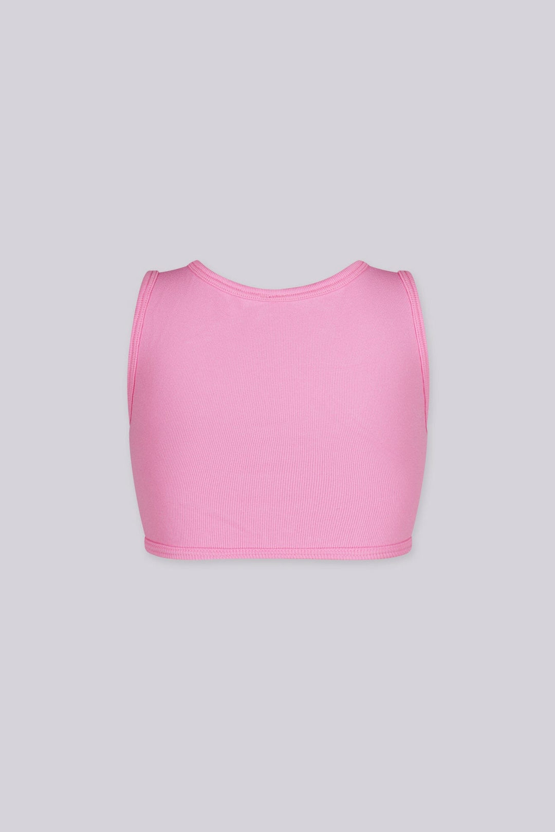 Ribbed knit crop tank top featuring V shape cutout at center front into a small ruched cinch