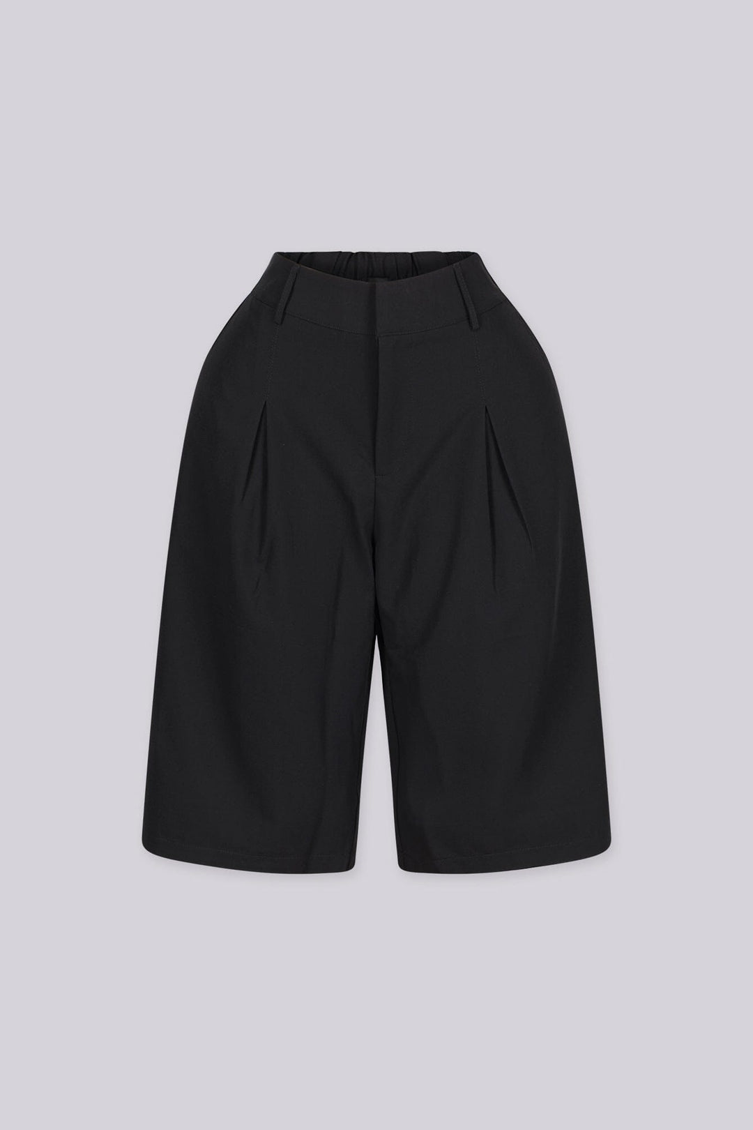 Pleated wide leg high waisted fit bermuda shorts