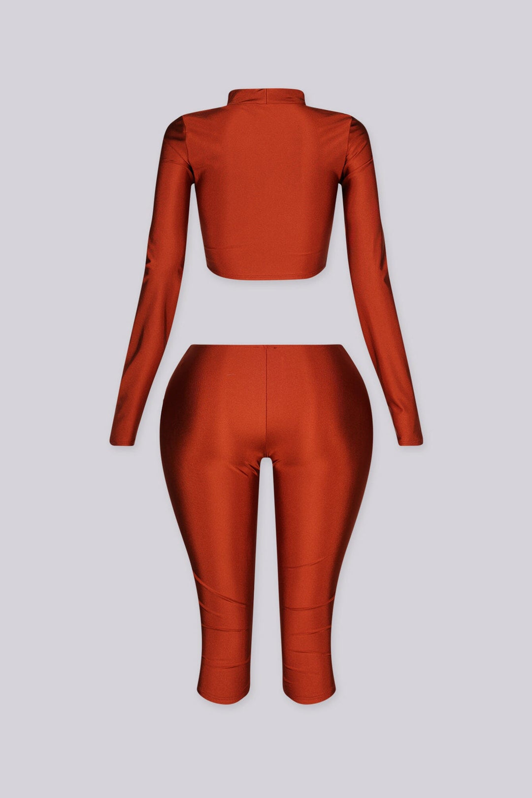 Delphina Mock Neck Crop Top &amp; Capri Leggings SET