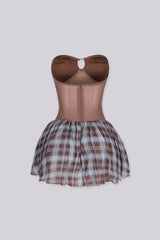 Fit and flare mini tube dress with a sweetheart neckline and twist front detail