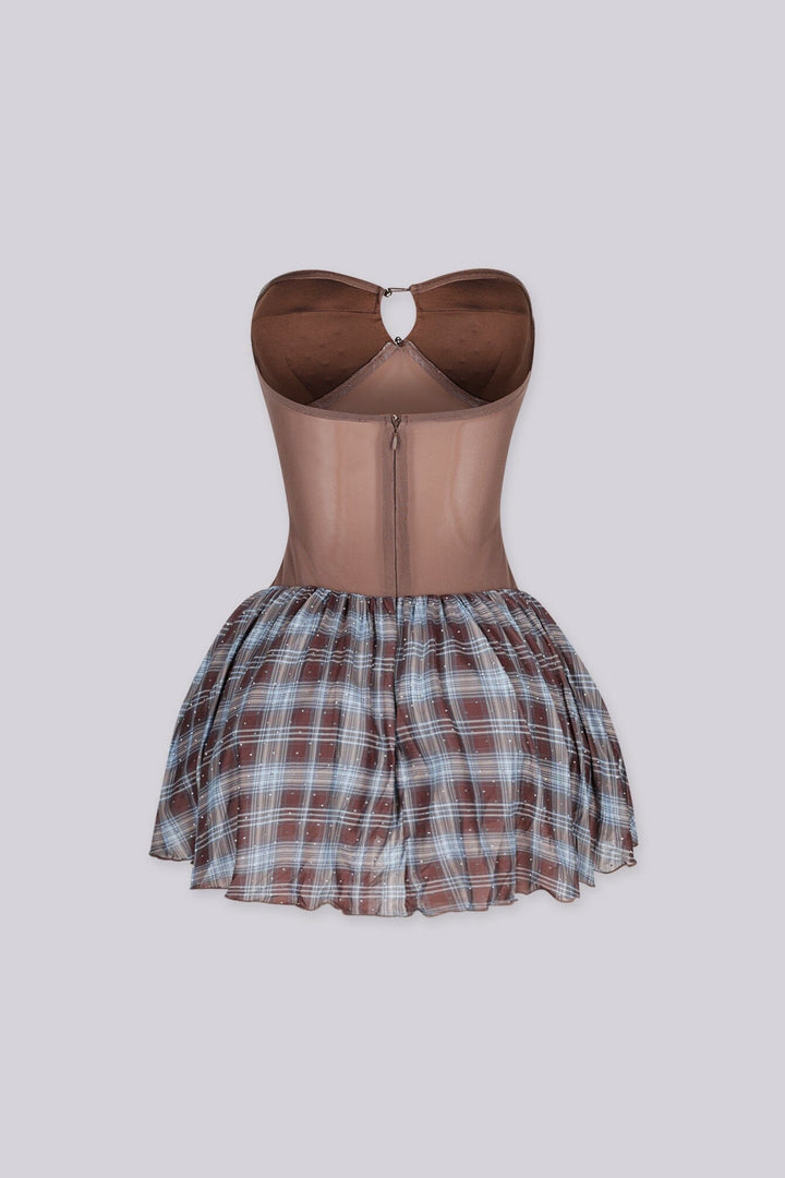 Fit and flare mini tube dress with a sweetheart neckline and twist front detail