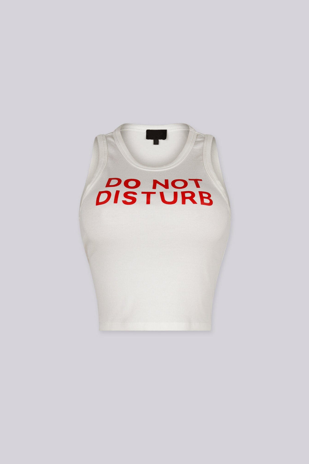 Ribbed tank top featuring "DO NOT DISTURB" graphic print