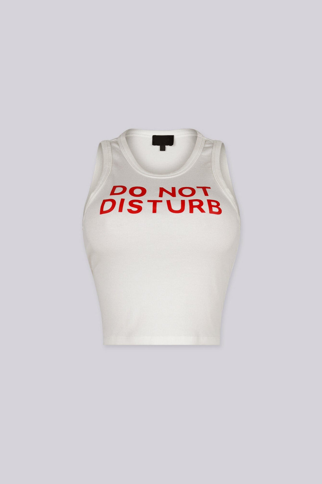 Ribbed tank top featuring "DO NOT DISTURB" graphic print