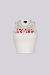 Ribbed tank top featuring "DO NOT DISTURB" graphic print