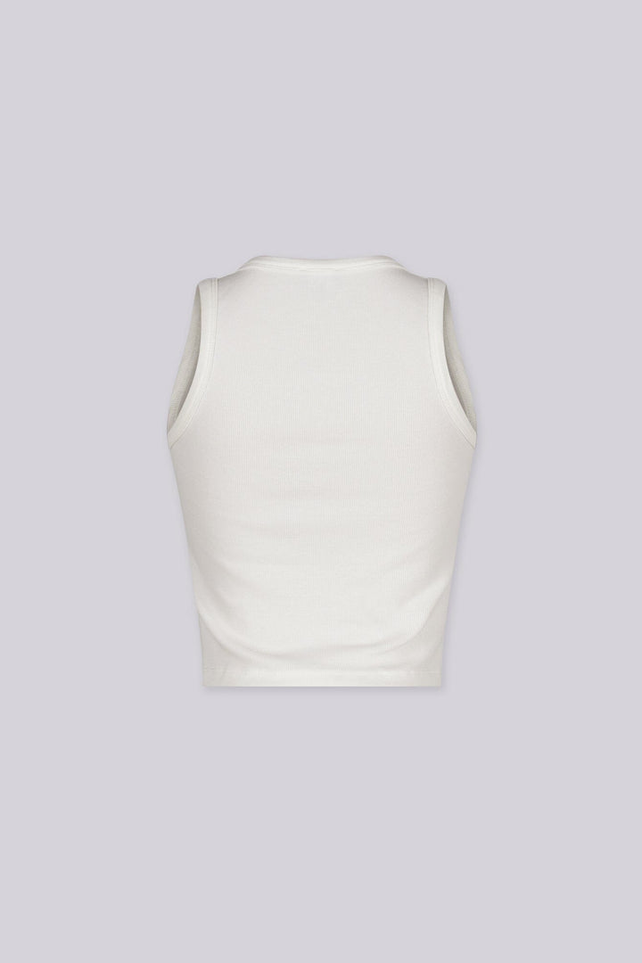 Ribbed tank top featuring "DO NOT DISTURB" graphic print