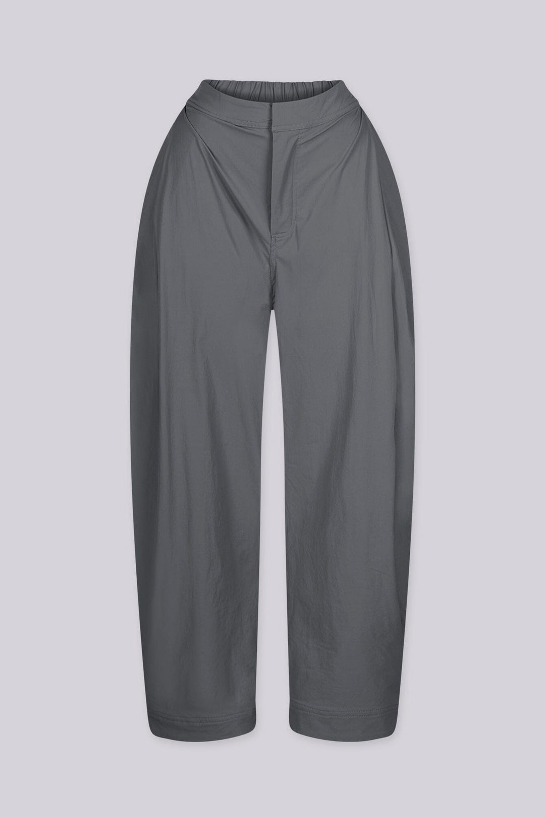 High waisted balloon shape cropped pants featuring tapered ankle cuffs with a snap button closured hem