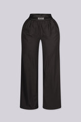 Lightweight high waisted wide leg pants with EDGE logo elastic waistband