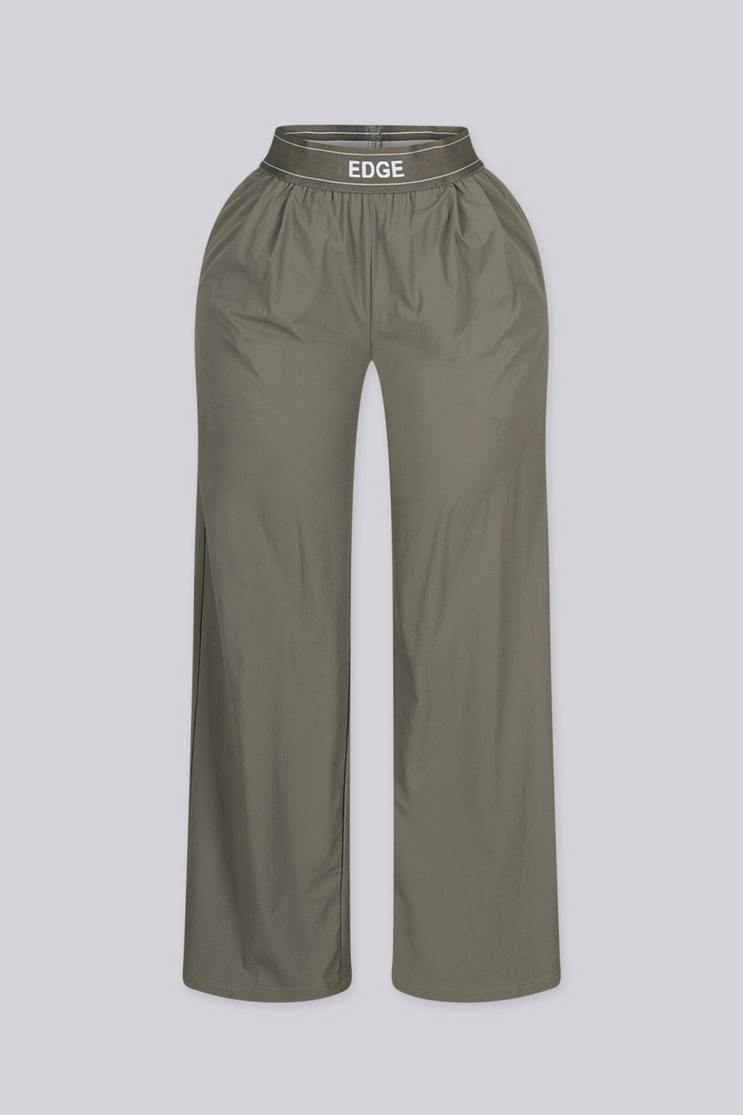 Lightweight high waisted wide leg pants with EDGE logo elastic waistband