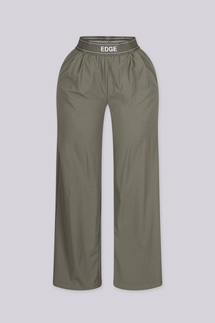 Lightweight high waisted wide leg pants with EDGE logo elastic waistband