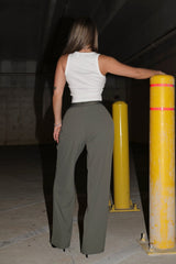 Lightweight high waisted wide leg pants with EDGE logo elastic waistband