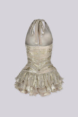Elixir Metallic Halter Mini Dress
