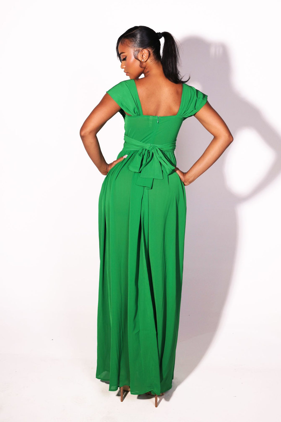 Corset bodice maxi dress with padded bustier and sweetheart neckline featuring cage cutouts and wide shoulder straps