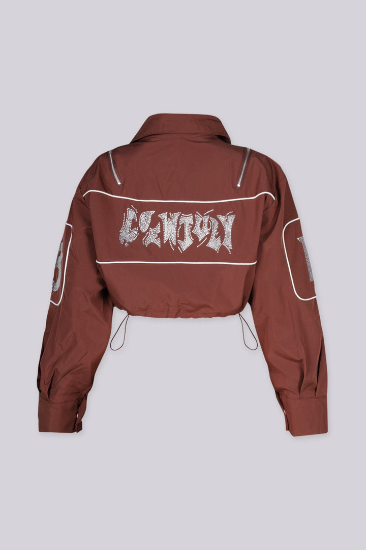 End Game Long Sleeve Rhinestone Crop Jacket