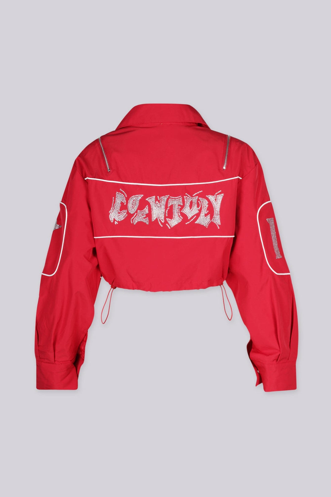 End Game Long Sleeve Rhinestone Crop Jacket