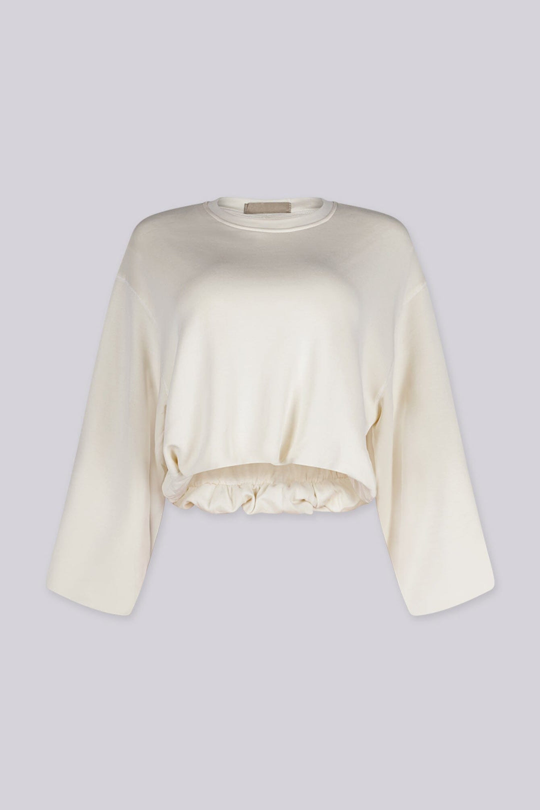 Cropped sweatshirt with a ribbed crew neckline and dropped shoulder seams