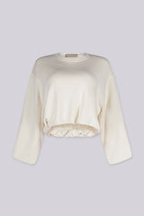 Cropped sweatshirt with a ribbed crew neckline and dropped shoulder seams