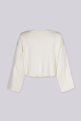 Cropped sweatshirt with a ribbed crew neckline and dropped shoulder seams