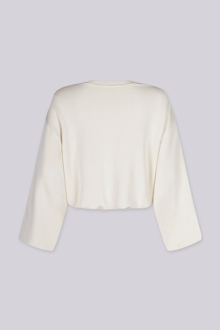 Cropped sweatshirt with a ribbed crew neckline and dropped shoulder seams