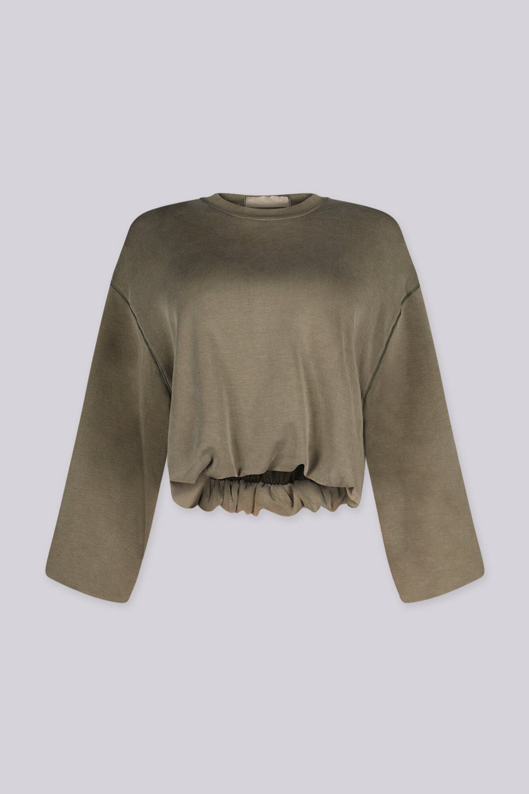 Cropped sweatshirt with a ribbed crew neckline and dropped shoulder seams
