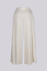 High waisted wide leg pants with a fluid drapey finish