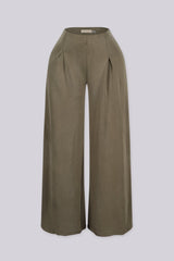 High waisted wide leg pants with a fluid drapey finish