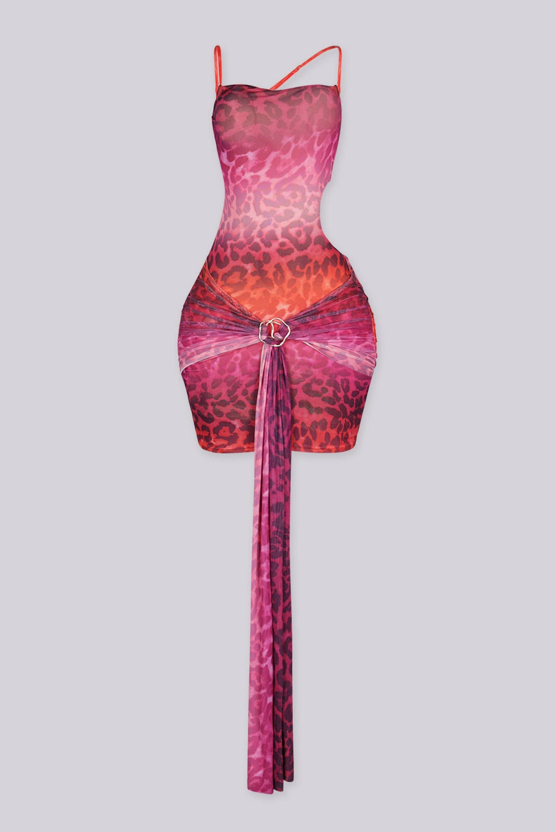 EDGEBYKS - Cowl neckline mini dress with adjustable spaghetti straps, front view