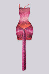 EDGEBYKS - Cowl neckline mini dress with adjustable spaghetti straps, front view