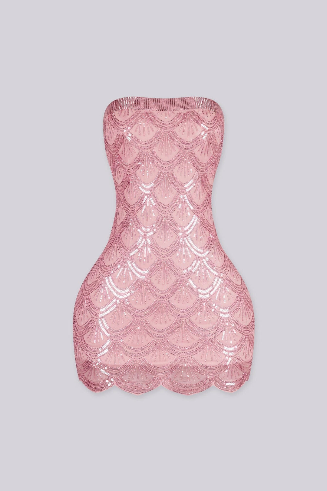 Sequin bead embellishments mini tube dress featuring with a custom scalloped hemline