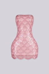 Sequin bead embellishments mini tube dress featuring with a custom scalloped hemline