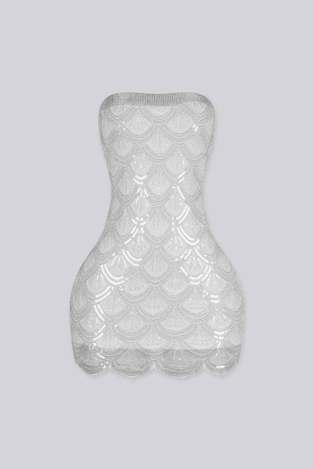 Sequin bead embellishments mini tube dress featuring with a custom scalloped hemline