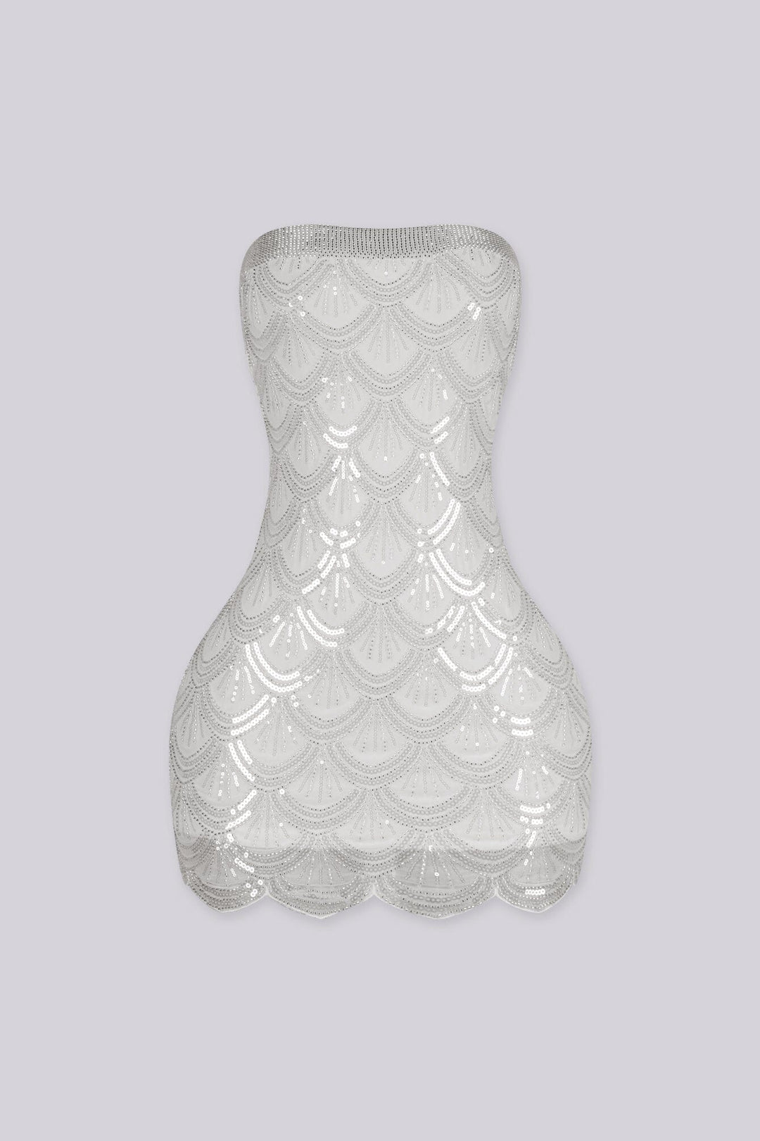 Sequin bead embellishments mini tube dress featuring with a custom scalloped hemline