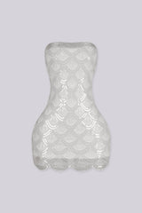 Sequin bead embellishments mini tube dress featuring with a custom scalloped hemline