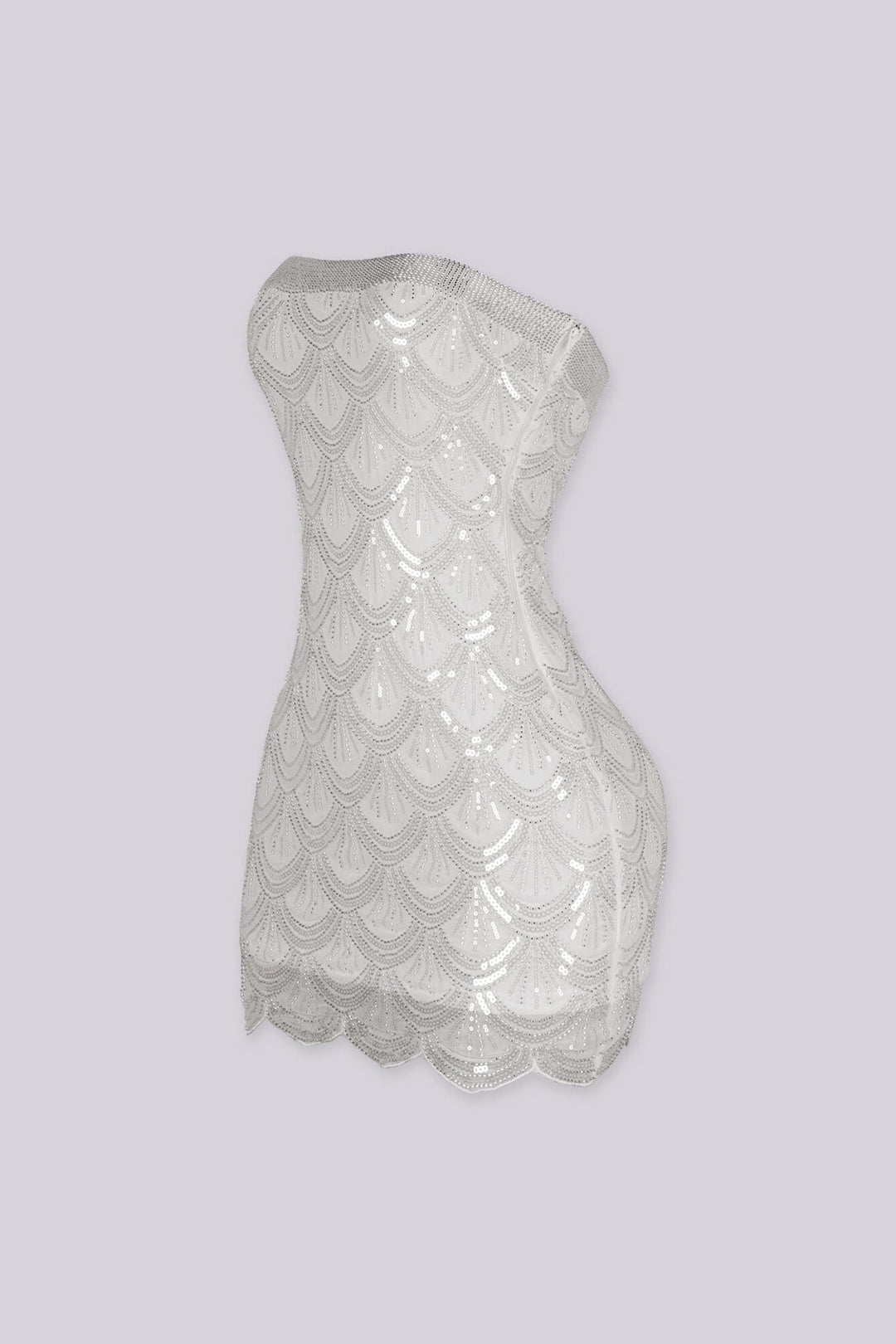 Sequin bead embellishments mini tube dress featuring with a custom scalloped hemline