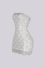 Sequin bead embellishments mini tube dress featuring with a custom scalloped hemline