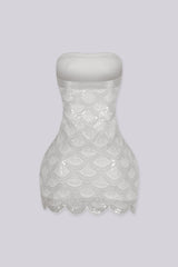 Sequin bead embellishments mini tube dress featuring with a custom scalloped hemline